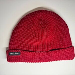 Saint James Breton Beanie Wool Blend Hat wool knit yacht French One Size Red